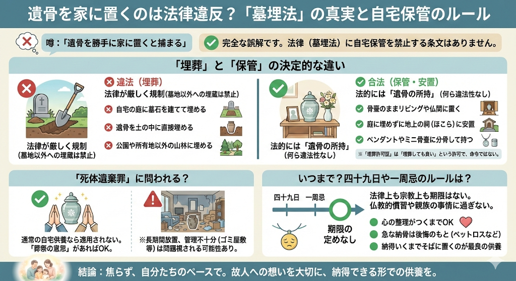 遺骨を家に置くのは法律違反?